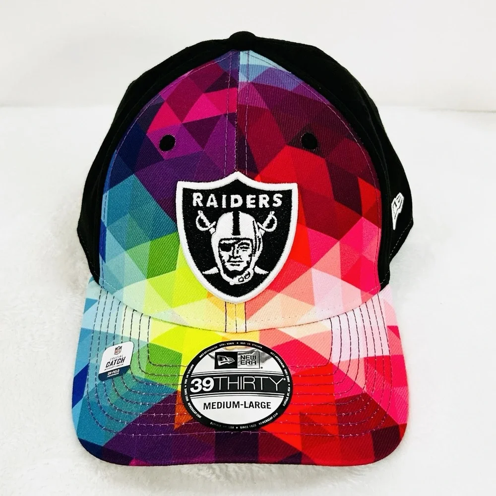 Las Vegas Raiders New Era Crucial Catch 39THIRTY Stretch Flex Hat Cap M/L NFL
